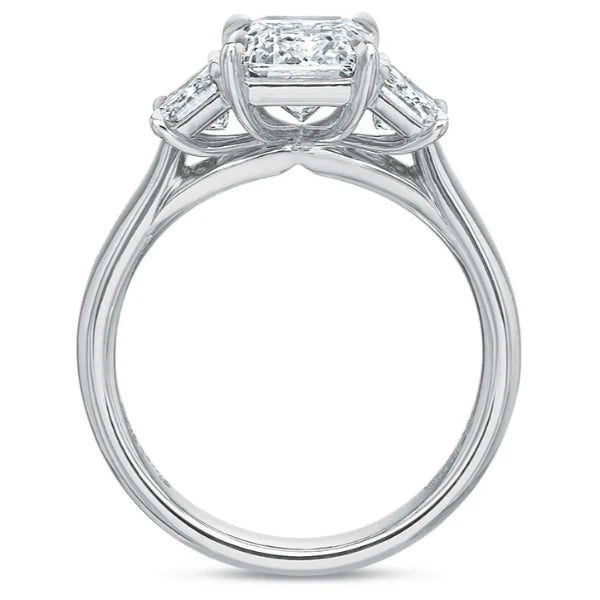 2.50ct Lab-Grown Emerald-Cut Trilogy Diamond Ring in Platinum