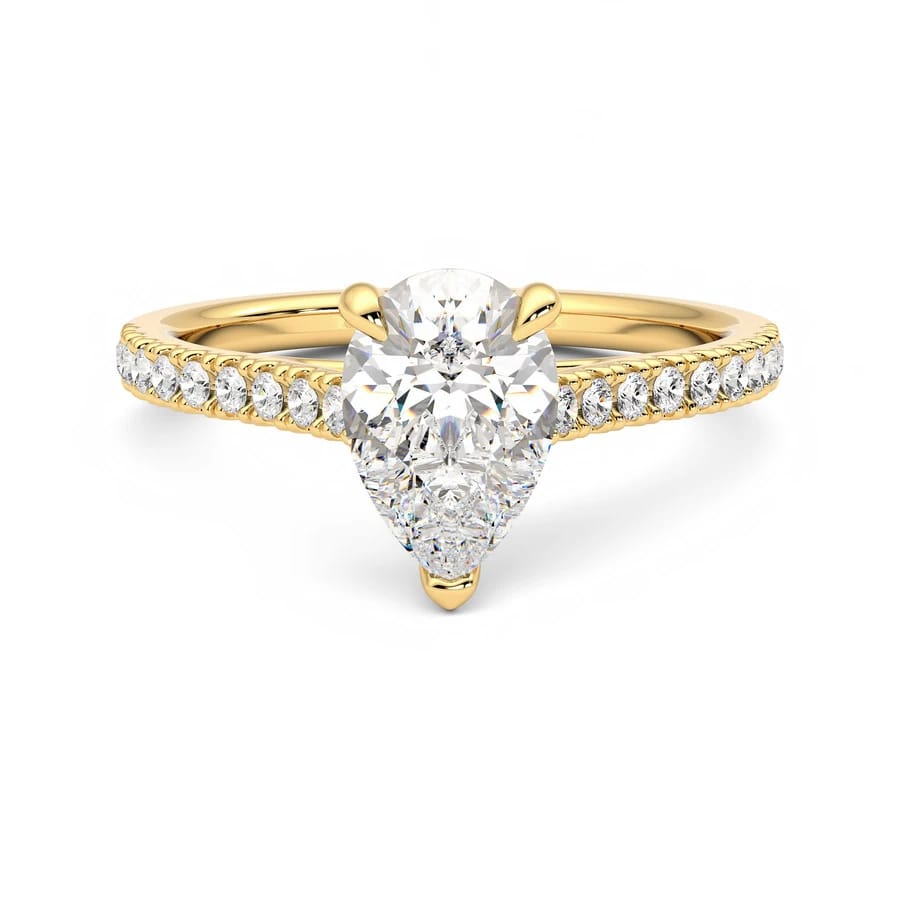 1.50ct Pear Cut Lab-Diamond Engagement Ring in 18kt Yellow Gold