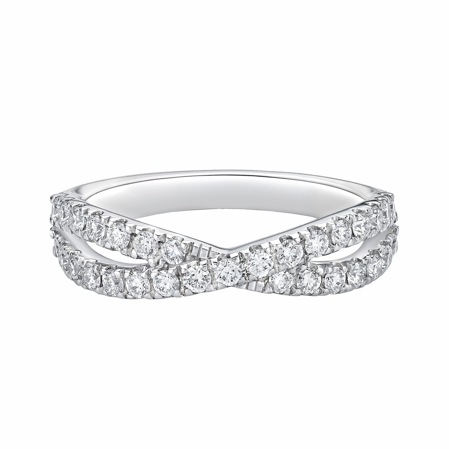 Certified 0.10ct Diamond crossover ring in 9kt Gold