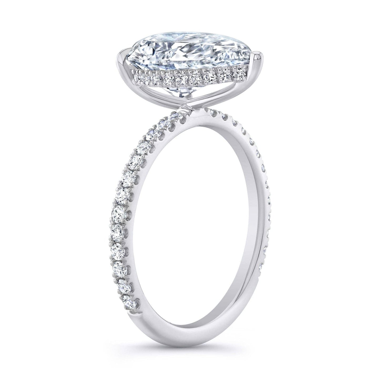 3.01ct E VS1 Pear-Shaped Lab-Grown Diamond Ring with Diamond Band – Platinum