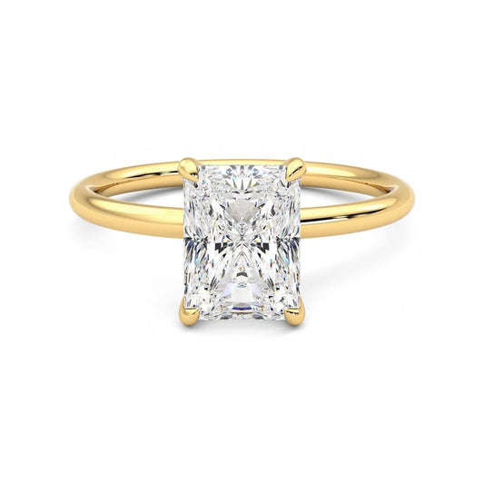 Radiant Cut Lab Diamond Solitaire – 1.50ct IGI Certified, Yellow Gold