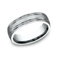 6mm Platinum Matte Finish Wedding Band with Dual Side Lines