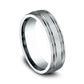 6mm Platinum Matte Finish Wedding Band with Dual Side Lines