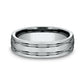 6mm Platinum Matte Finish Wedding Band with Dual Side Lines