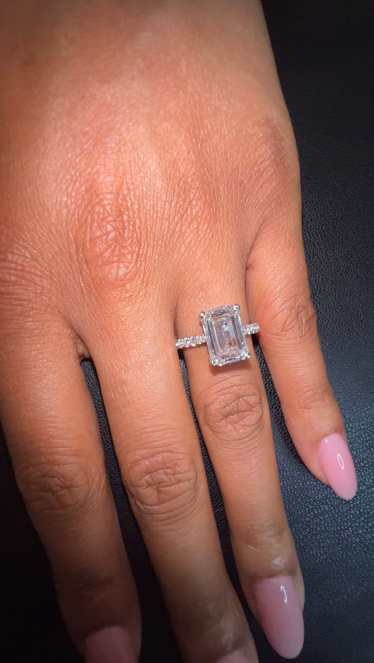 3.57ct Labgrown Emerald Cut Engagement Ring