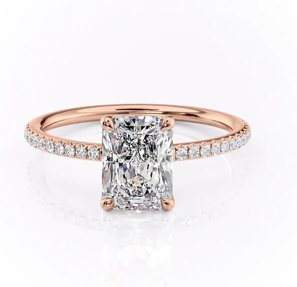 4.00 ct D‑VVS2 Radiant Cut Lab‑Grown Diamond—Hidden Halo 18kt Rose Gold