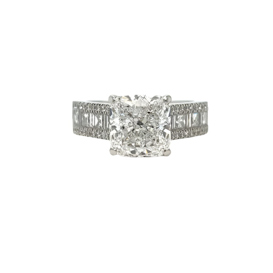 3.00 ct D‑VVS2 Cushion‑Cut Lab‑Grown Diamond Ring