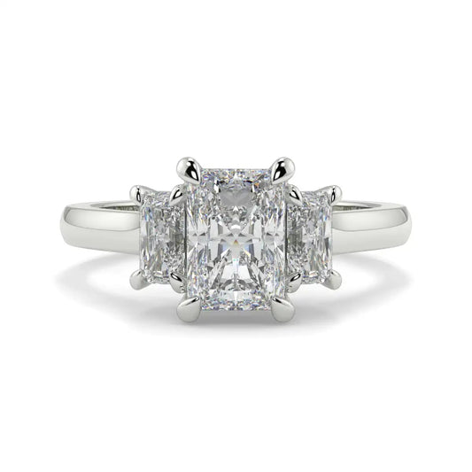 5.30ct Radiant Cut Trilogy Diamond Engagement Ring Set in Platinum