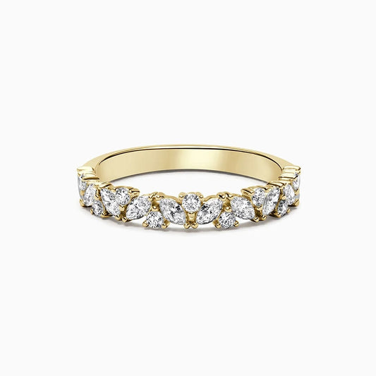 Lab-Grown Marquise & Round Brilliant Diamond Half Eternity Ring in 18kt Yellow Gold