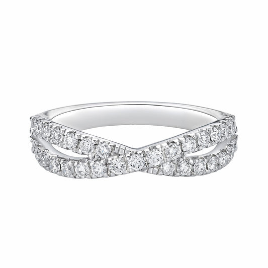 Certified 0.10ct Diamond crossover ring in 9kt Gold