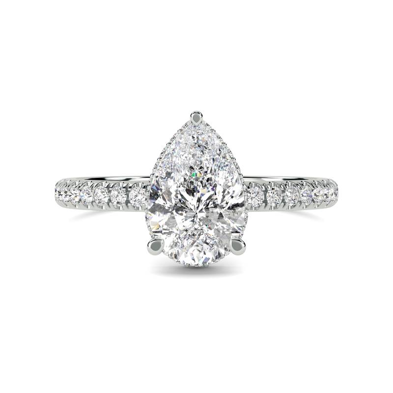 3.01ct E VS1 Pear-Shaped Lab-Grown Diamond Ring with Diamond Band – Platinum