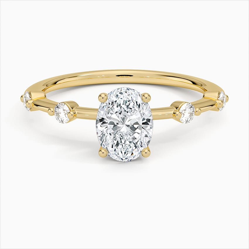 3.00ct D VS1 Lab-Grown Oval Cut Diamond Ring with Gapped Band – 18kt Yellow Gold