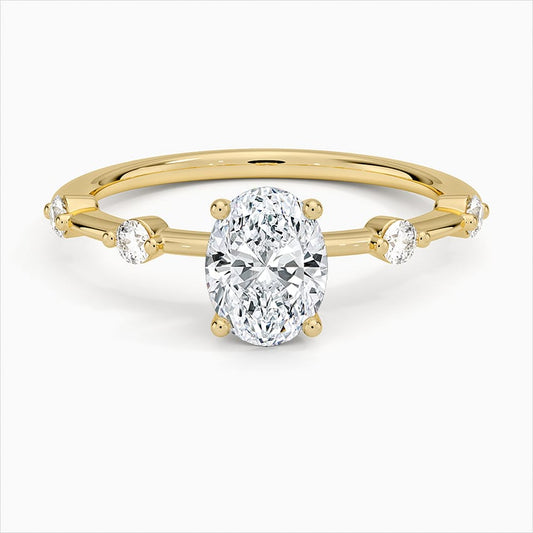 3.00ct D VS1 Lab-Grown Oval Cut Diamond Ring with Gapped Band – 18kt Yellow Gold