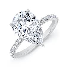 3.01ct E VS1 Pear-Shaped Lab-Grown Diamond Ring with Diamond Band – Platinum